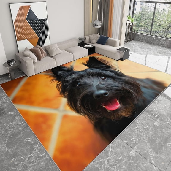 Dog Tile Area Rugs, Tiles Animal Dogs Carpet, Washable Non Slip Low Pile Soft Rug for Playroom Bedroom Office Decor Mat 2x3ft