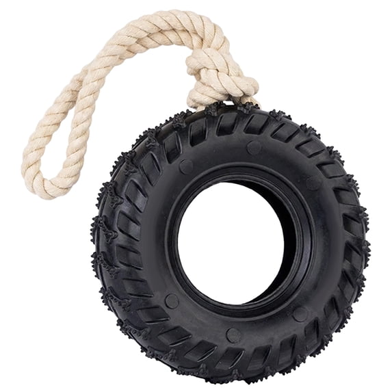Dog Tire Toy, Denbek Treat Dispensing Chew Toy for Teething Clean & Dental Care, Enrichment Dog Toys for Boredom Relieve, Interactive Tug-Of-War Slow Feeder Pet Toys