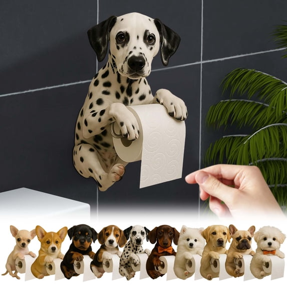 Dog Toilet Paper Holder,Tissue Roll Dispenser, Funny Toilet Paper Roll Holder, 3D Printed Animal Shaped Roll Storage Stand, Decorative Wall Mounted Toilet Paper Holder For Bathroom And Kitchen