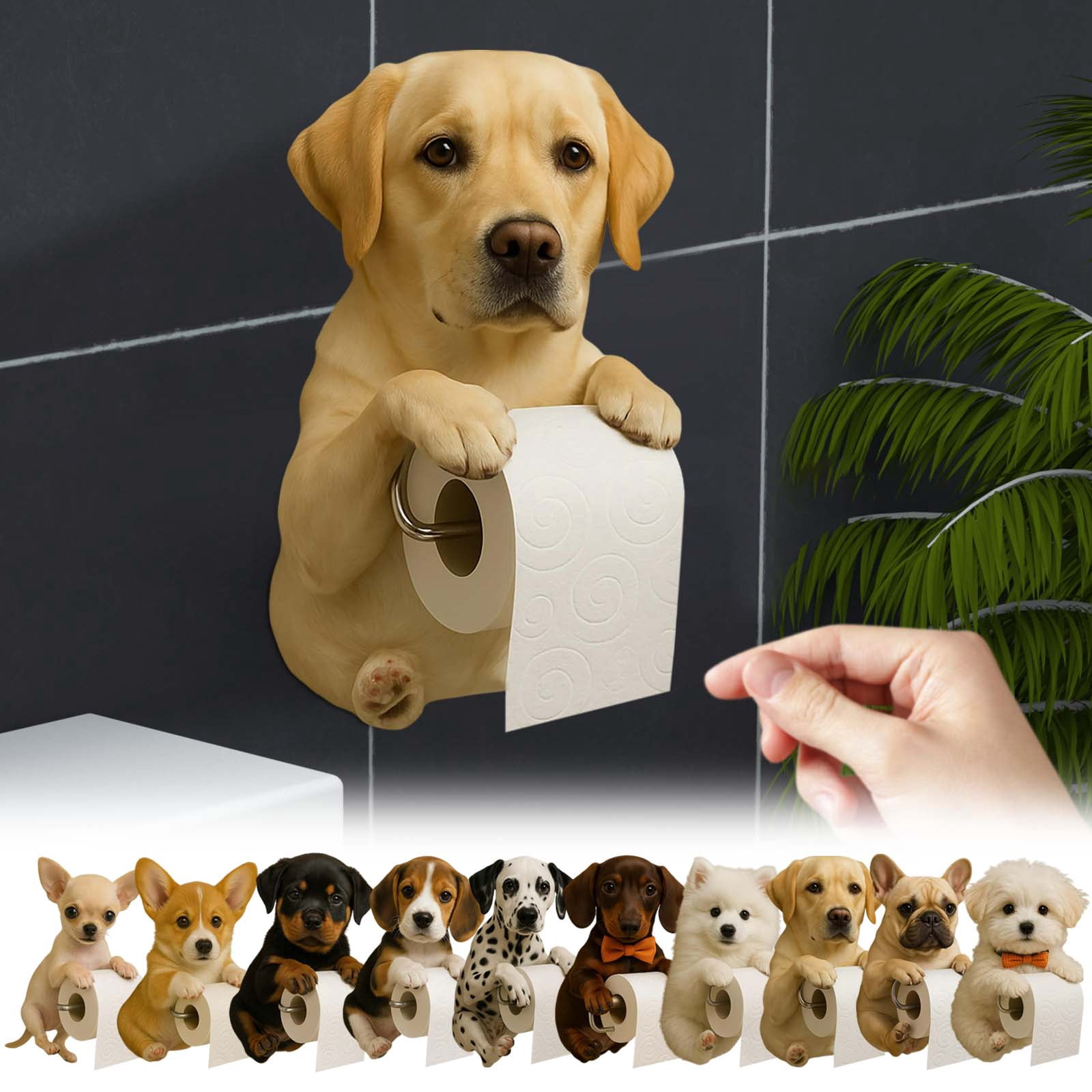 Toiling Animals Dog Toilet Paper Holder,Tissue Roll Dispenser, Funny Toilet Paper Roll ...