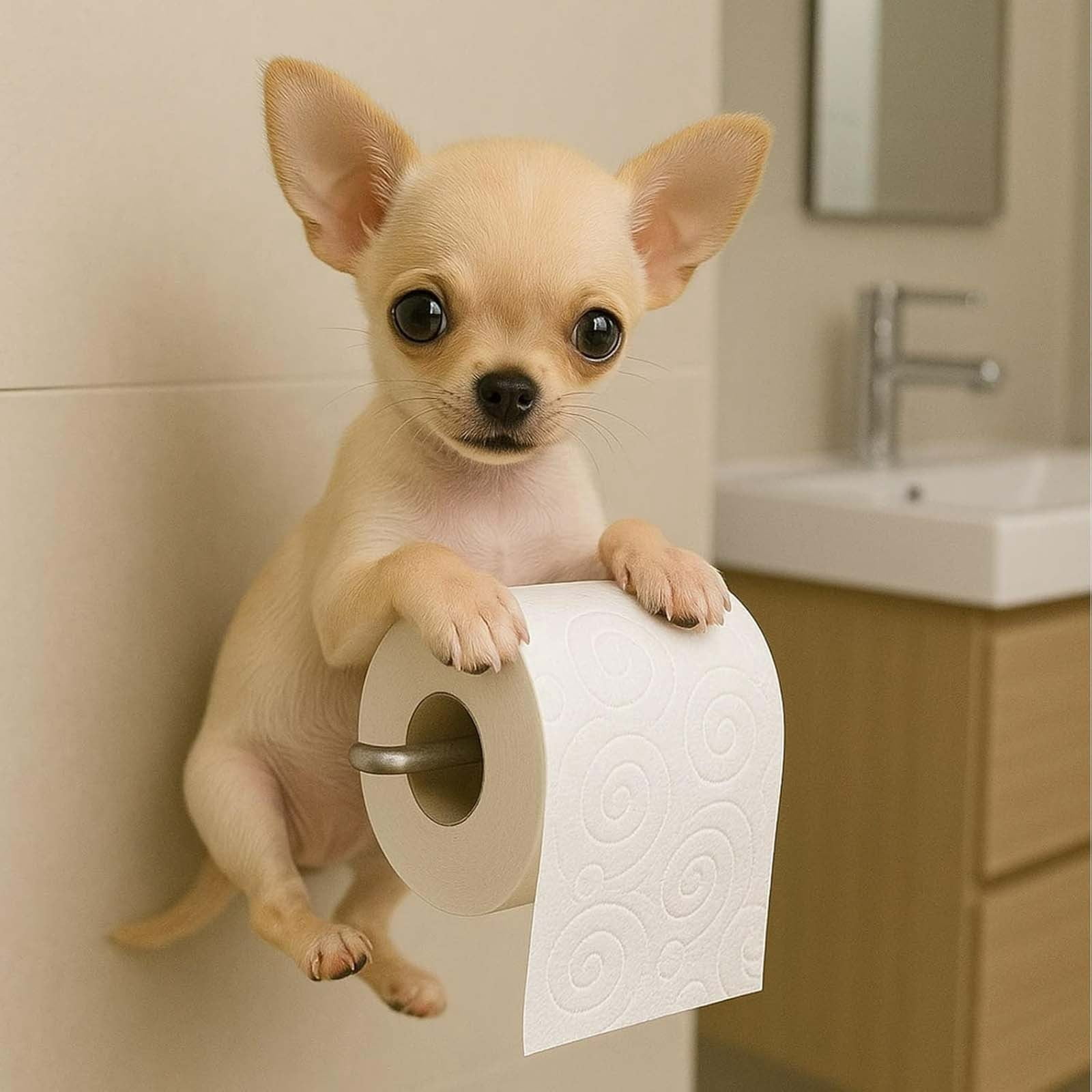 Dog Toilet Paper Holder Wall Mount | Resin Dog Shaped Tissue Dispenser | Cute Animal Bathroom Decor | Durable Colorful Pet Lovers Gift | Fits Standard Rolls | Space Saving Design
