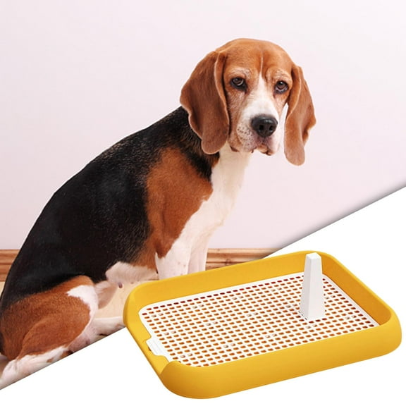 Dog Toilet, Puppy Pee Tray, Portable Cat , Small Dog Training Pads, Indoor Potty Trainer Pet Training Toilet with Tray Yellow