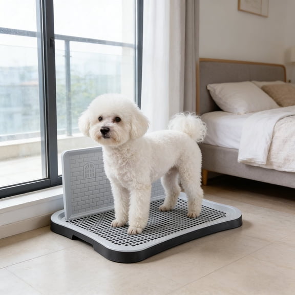Dog Toilet with Splash Guard Pet Potty Training Tray Pee Pad Holder with Removable Grid for Indoor Housebreaking Training for Small Medium Large Dogs Puppies Apartment Home Balcony Pet Supplies