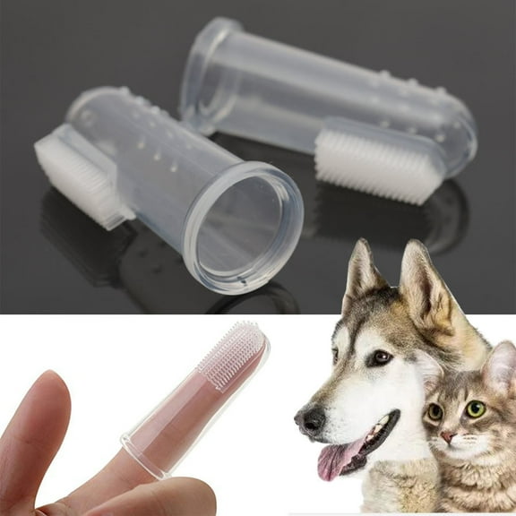 Dog Toothbrush Kit with Finger Brush for Pets, Teeth Cleaning Kit for Dogs and Cats, Soft Finger Brushing for Oral Care, Transparent Box for Storage