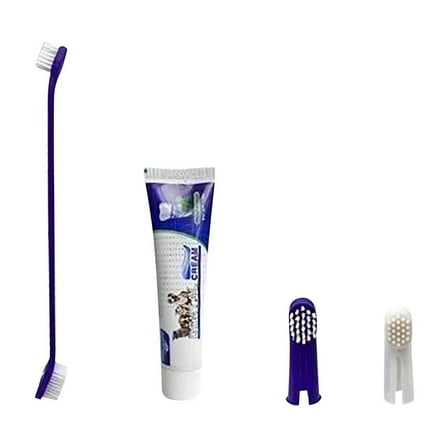 Dog Toothpaste Kit with Double-Headed Toothbrush, Finger Toothbrush, and Natural Fresh Breath Toothpaste – Safe and Effective Oral Care for Dogs and Puppies, Promotes Healthy Teeth and Gums