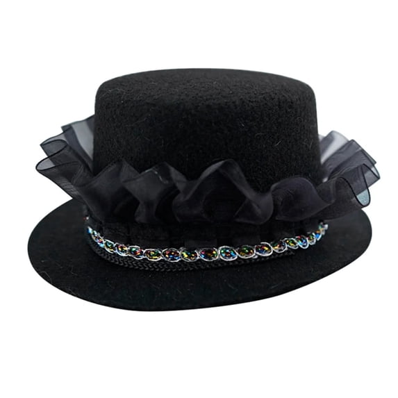 Dog Top Hat Pet Costume Accessory Mini Gentleman Hat for Dogs Lace Trim Party Dress Up Prop for Halloween Events