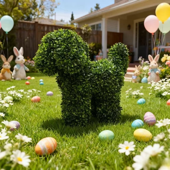 Dog Topiary, Green Flocked Dog Figurine Artificial Grass Animal Decor Flocked Puppy Ornament Garden Decoration Animal Figurines Garden Art Decor Home, Balcony, Yard, Desktop