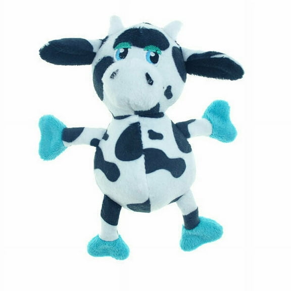 Dog Toss & Tug Toys Plush Fetch Tennis Balls Choose Cow Pig Fox or Raccoon 12" (Cow)