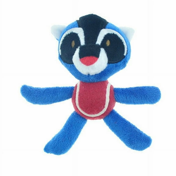 Dog Toss & Tug Toys Plush Fetch Tennis Balls Choose Cow Pig Fox or Raccoon 12" (Raccoon)