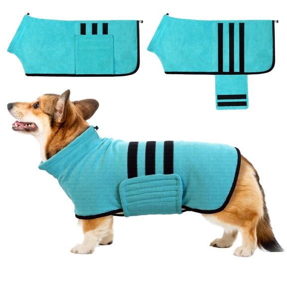 Dog Towel Robe & Dog Bathrobe,Quick Drying Super Absorbent Robe for Dogs,Adjustable Microfiber Bath Towel for Large, Medium and Small Dogs,XS