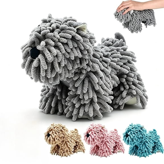 Dog Towel Shaped Hand Chenille Animal Towels for Bathroom Microfiber Puppy Bath Kids Drying Plush Stuffed Paw Absorbent Hands Puppy-Shaped Cute Kitchen Fuzzy Ball Soft Puppy-Themed Shape