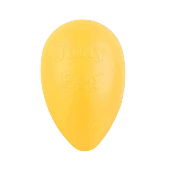 Dog Toy 8 Inch Hard Plastic Egg Shaped Jolly Interactive Fun Choose Color or Set (Yellow)