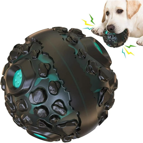 Dog Toy Ball for Aggressive Chewers, Interactive Fetch Dog Ball with Fun Squeaky Giggle Sound, Durable for Small Medium Large Dogs, Non-Toxic Elastic Rubber Pet Chew Toys