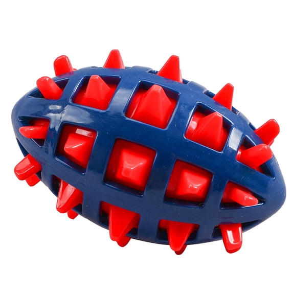 Dog Toy Ball, Dog Spiky Toy Ball with Squeaker, for Floating Chewing Fetching and Interactive Play, 5.12 x 3.35 x 3.35 Inches (Red)