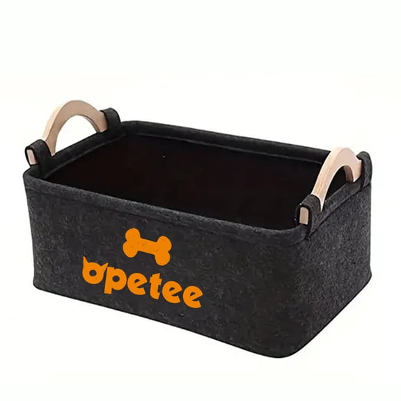 Dog Toy Basket,Pet Toy Storage Containers with Handle,Felt Dog Toy Organizer Bins,Storage Box for Storing Pet Toys And Accessories(Black,15"L x 10"W x 7"H)