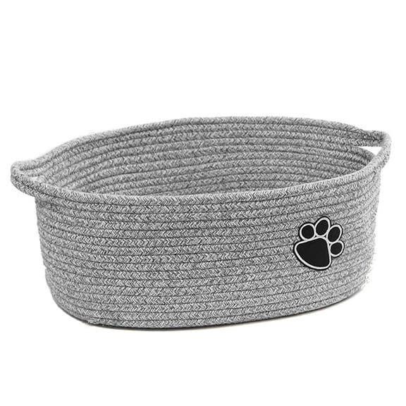 Dog Toy Basket and Bin for Dog Cat Storage, Small Woven Rope Basket for Baby Storage Grey