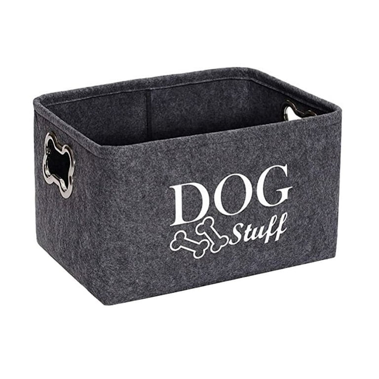 Dinosam Dog Toy Bin, Container for Pet Toy Storage with Metal
