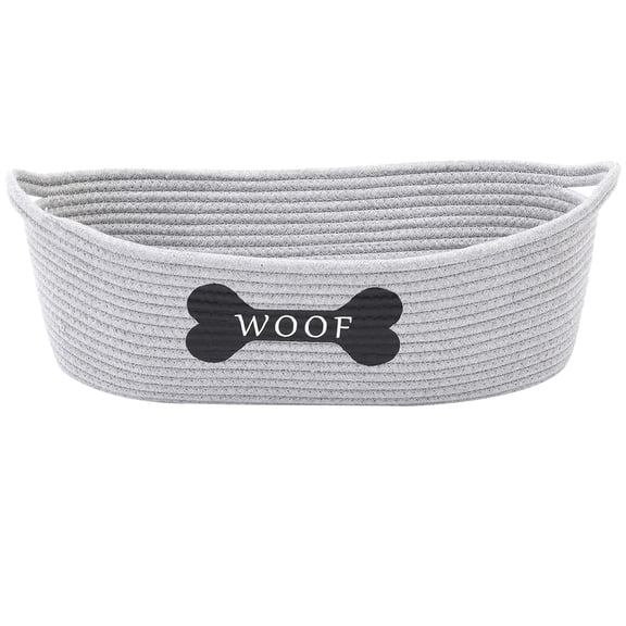 Dog Toy Baskets pet Toy Basket Storage in Small Shallow Stuff bin - Perfect for Collect Puppy Toys, cat Toy, Grooming Stuff, Diapers, Bed, for Bathroom, Playroom, Closet, Home - Gray