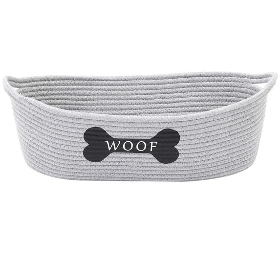 Dog Toy Baskets pet Toy Basket Storage in Small Shallow Stuff bin - Perfect for Collect Puppy Toys, cat Toy, Grooming Stuff, Diapers, Bed, for Bathroom, Playroom, Closet, Home - Gray