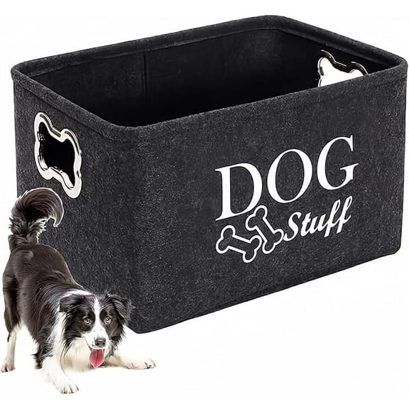 Dog Toy Bin Dog Toy Storage Basket New Dog Toy Storage Basket with Foldable Wooden Handle Storage Basket Miscellaneous Storage Box Dog Toy Bin Storage Basket