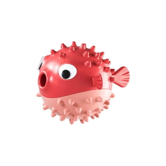 Dog Toy Bouncing Fish Treat Dispensing Ball for Small Medium Large Dogs Durable Training Ball Pet Supplies - Red