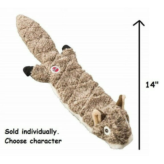 Dog Toy Extreme Quilted Skinneeez Animals Stuffing Free Choose Design 14" or 23" (Squirrel,14")