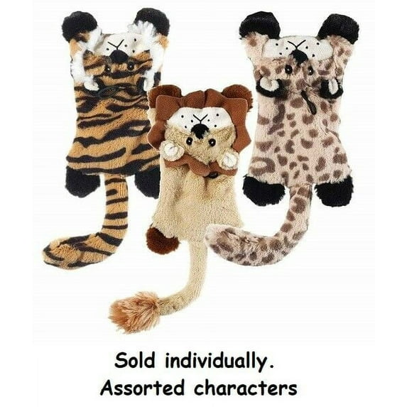 Dog Toy Flat Cat Skinneeez Stuffing Free Extra Long Two Squeakers 14" Assorted