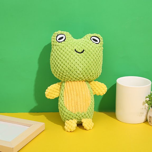 Dog Toy Frog Toy Dog Squeak with Ringing Paper Toy Animal Dog Chew Toy Pet Interactive Toy Suitable for Puppies Small Dogs Medium Dogs, 15 cmx24 cm, Green 1PC