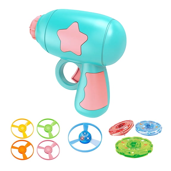 Dog Toy Interactive, Frisbee Dog Toy, Flying Disc Launcher Toy, Light Up Frisbee, Lawn Canine Activity, 3 In Spinning Tops, Mixed Vivid Tones, 1 Set 7 Piece Total Kit