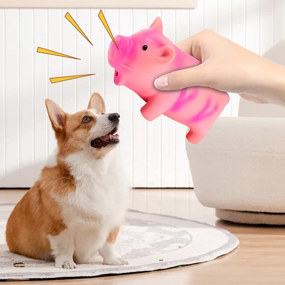 Dog Toy Pig Shape Squeaky Plush Gnawing Chew Toy Durable Bite Resistant Interactive Teeth Cleaning Training Toy for Puppies Small Medium Large Dogs Indoor Outdoor Entertainment Boredom Relief Pet Toy