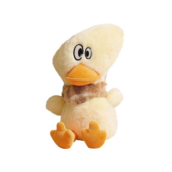 Dog Toy, Plush Duck Toy, 12 In, Plush Fabric, Plaid Fabric, Large Canines, Boredom Relief, Indoor Enrichment, Pale Yellow, 1 Pc