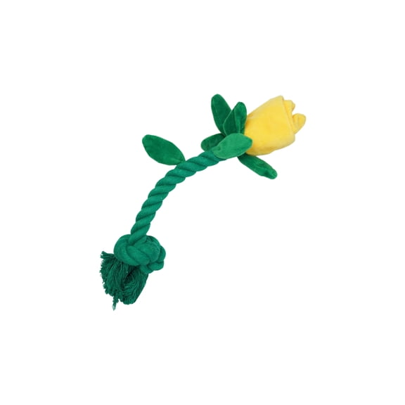 Dog Toy Plush Rose Flower Shaped Dog Toy with Durable Twisted Rope Stem and Leaf Detail for Interactive Pet Play Chew Training Fetch Indestructible Dog Chew Toys for Large Dogs