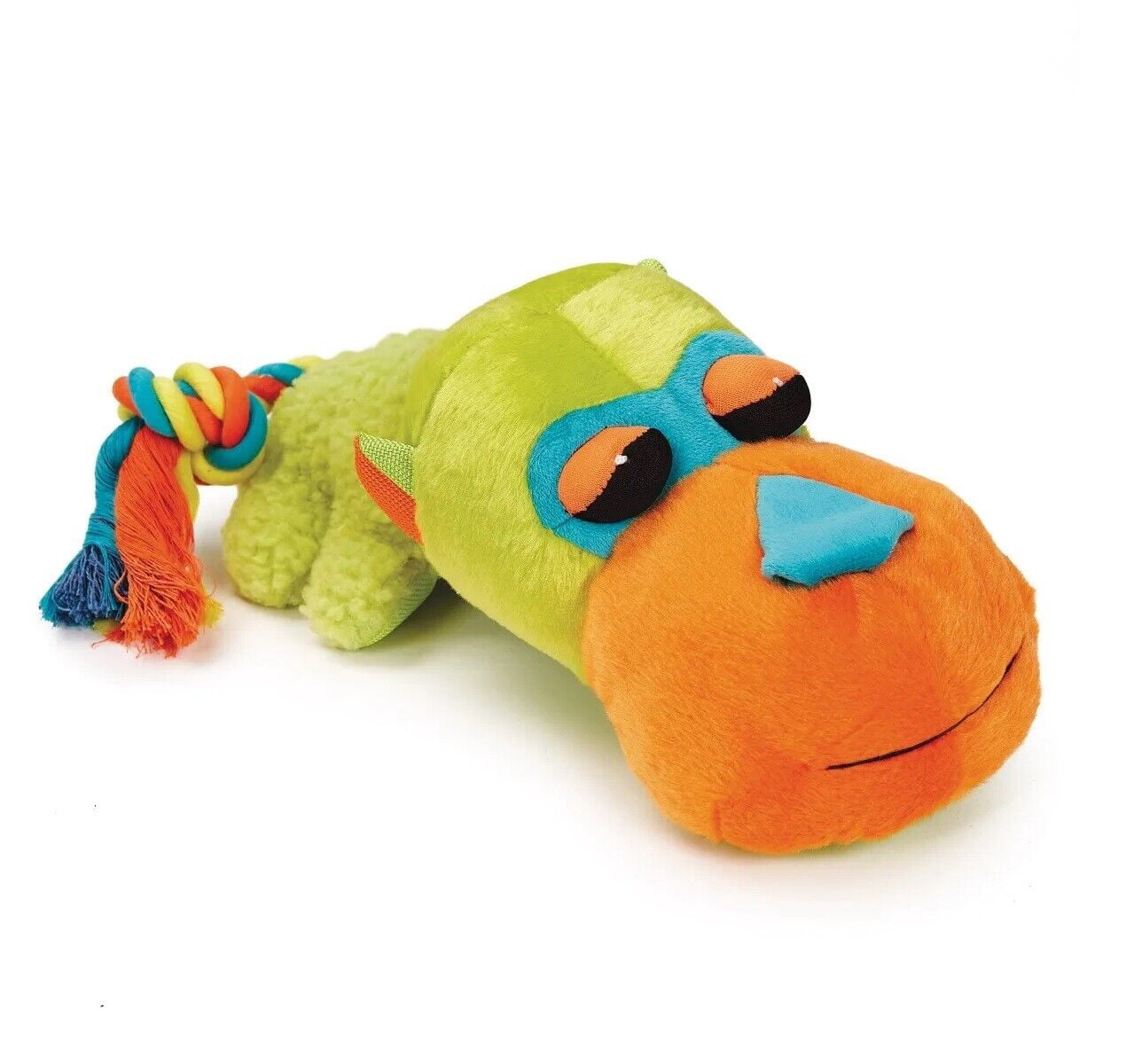Dog Toy Plush Squeaker Fatheadz With Rope Tail Choose Dog Monkey Lion or all 3 (Monkey)