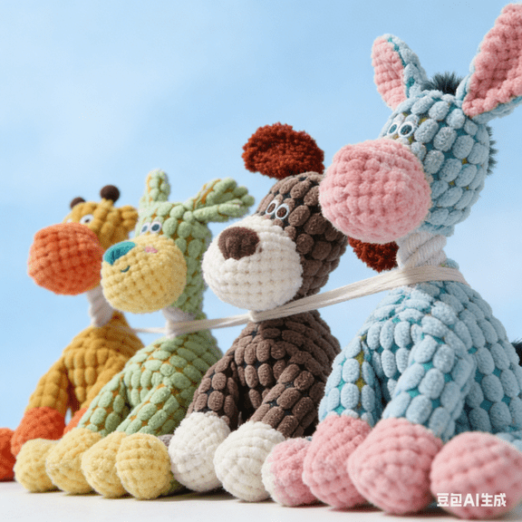 Dog Toy Plushies, 2026 New Indestructible Plush Dogs Toys for Aggressive Chewers Stuffed Toys for Small Medium Large Animals Indoor Pups Teething Birthday Gifts Durable Teeth Cleaning Play (4Pcs)