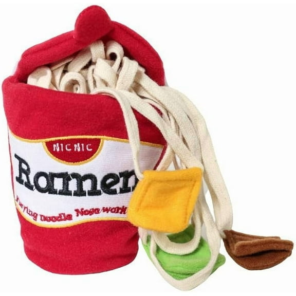 Dog Toy Ramen Noodle Cup Dog Toy for Treat Dispensing and Nose Work, Interactive Dispensing Toys, Plush Food Hide and Sniff Toy for Small and Medium Breed Dogs and Puppies