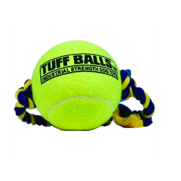 Dog Toy Rope and Tennis Ball Tough Play Fetch Catch Tug for Little to Big Breeds (Mega 6" Ball, 29" Rope)
