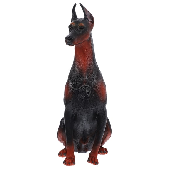 Amosfun Black Plastic Doberman Dog Figurine Simulation Model for Desktop Display