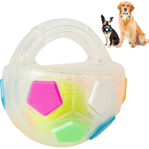 Dog Toy Soccer Ball with Handles, 5.11In Interactive Squeaky Floating Ball for Toss and Fetch Play, Suitable for Water Play Training and Outdoor Games