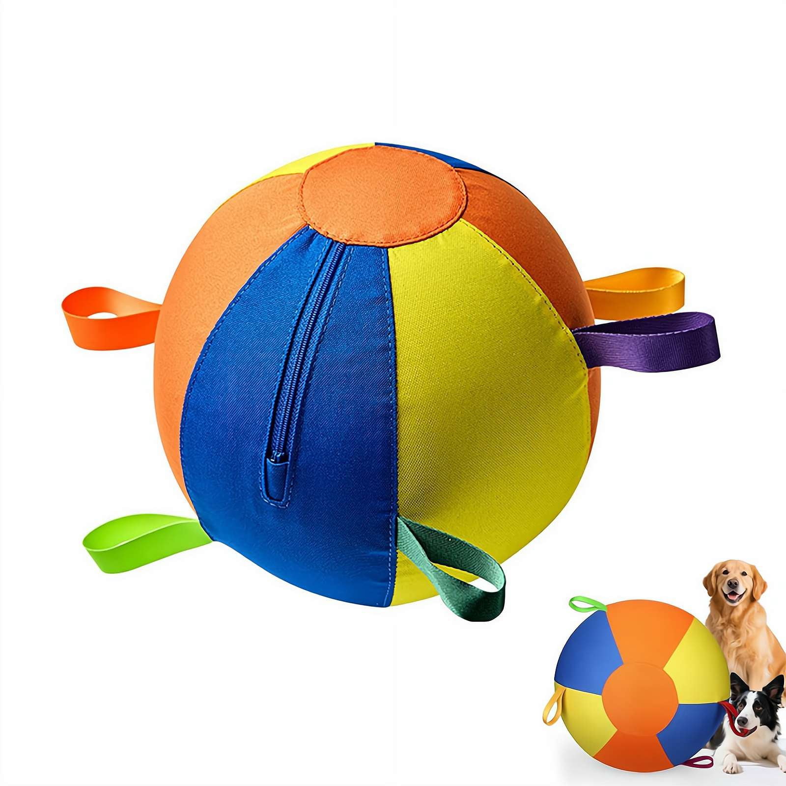 Dog Toy Soccer Ball with Straps, 17.72'' High-Bounce Fetch Ball for Small Medium Large Dogs, Interactive Pet Play Toy for Outdoor Training Pet Birthday Gift