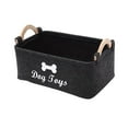 thumbnail image 1 of Dog Toy Storage Basket With Wooden Handles, Soft Plush Pet Supplies Organizer In Dark Gray For Home Pet Accessory Tidy-Up, Ideal For Organizing Dog Toys, Leashes, And Other Pet, 1 of 7