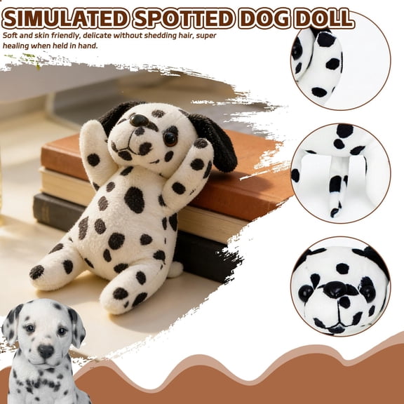Dog Toy Stuffed Animal, Dalmatian Stuffed Dog, 6 In, Soft Stuffed Animal, Plush Doll, Snuggle Puppy, All ages Gift, Holiday Present, Black White, 1 Pc