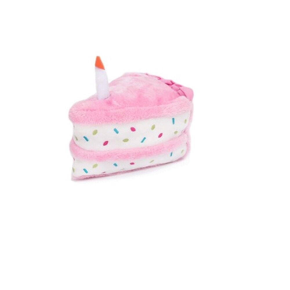 Dog Toy Tasty Slice of Delicious Puppy Approved Birthday Cream Cake Pink or Blue (Pink)