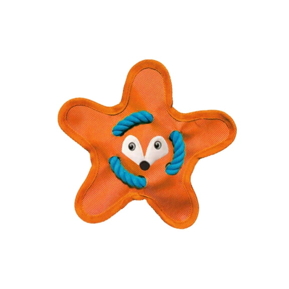 Dog Toy, Toss & Fetch Rope Squeaky Oxford Cloth Crinkle Star - Interactive Flying Disc, Durable Chewing Teething Pet Supplies for Small Medium Dogs - Orange