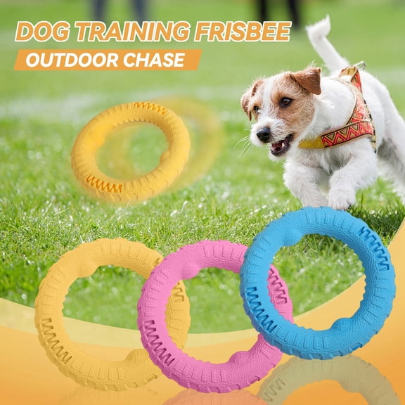 Dog Toy with TPR Foam Ring Flyer, 6.69 Inches Diameter, Interactive for Training and Fetch, Great for Outdoor Play and Holiday Fun-Pink