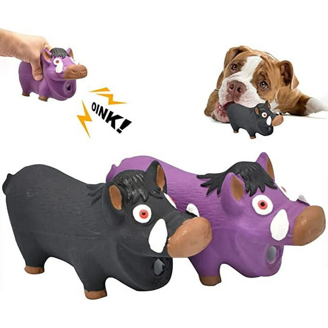Dog Toys, 2 Pack Pig Latex Dog Toy for Aggressive Chewers Cute Wild