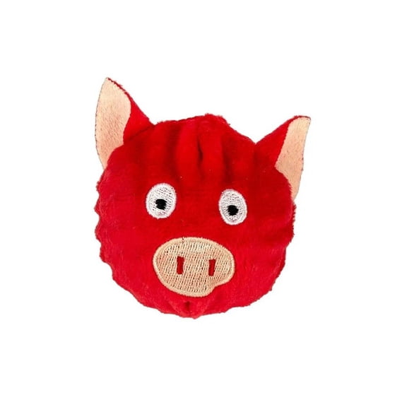 Dog Toys 3" Soft Plush Covered Latex Spike Ball Fun Exercise and Dental Benefits (Red Pig)