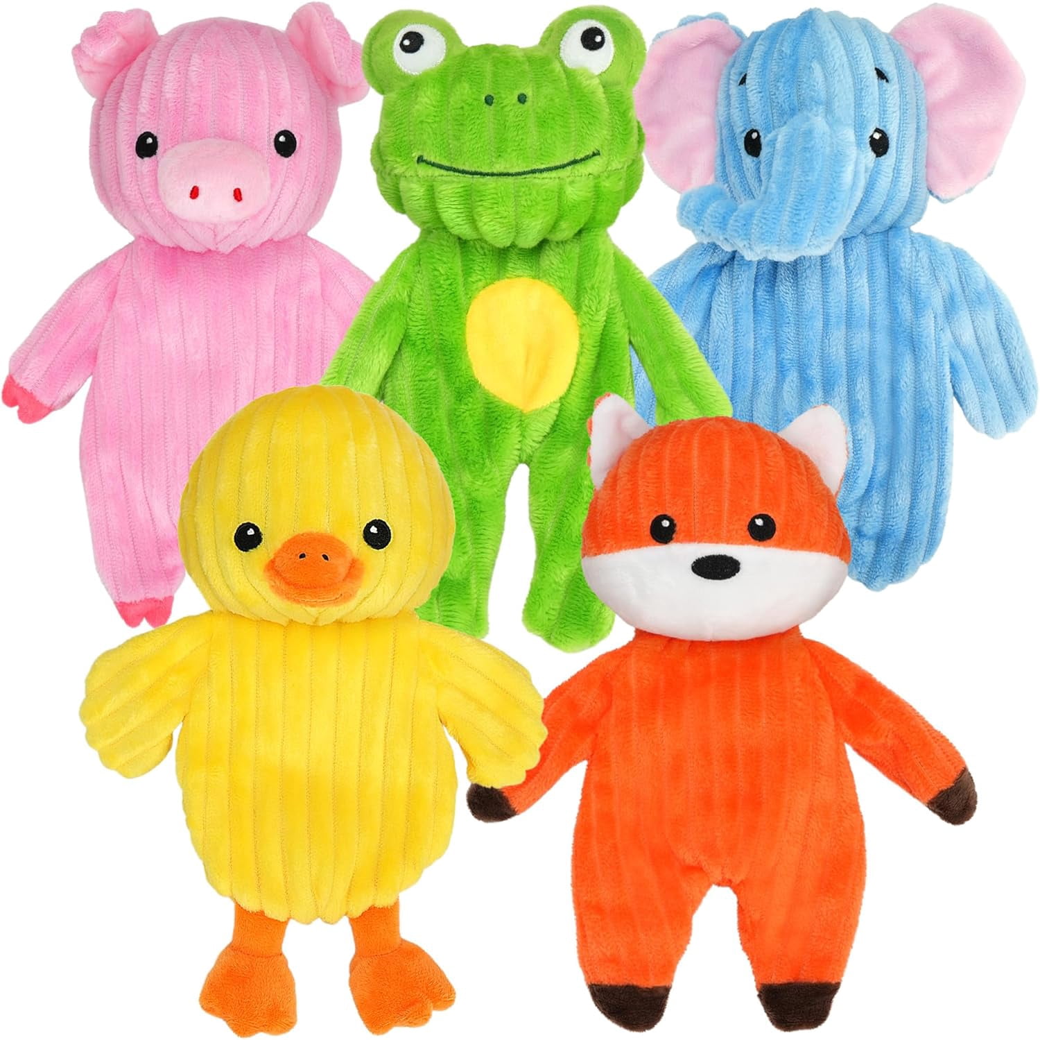 Dog Toys 5 Pack Plush Squeaky Toys No Stuffing Bodies Crinkle Animals Pet Toy for Small Medium Large Dogs Puppy Chew Toy to Keep Them Busy