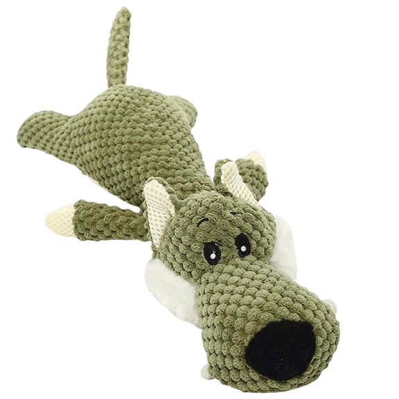 Dog Toys for Aggressive Chewers, 14.7 Inch Wolf Plush for Aggressive Chewers, Soft Dog Toy for Easter Gifts and Valentines Day Decorations, Interactive Pet Toy for Heavy Chewing Dogs, Green