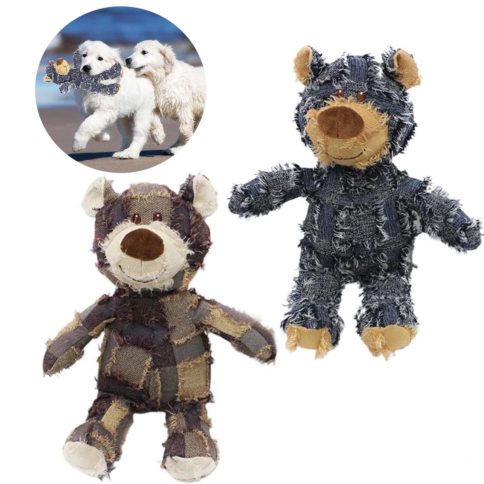 Jouet Chien Ours Indestructible - Pour Gros Mâcheurs, Avec Couinement, Lot De 2 Pièces