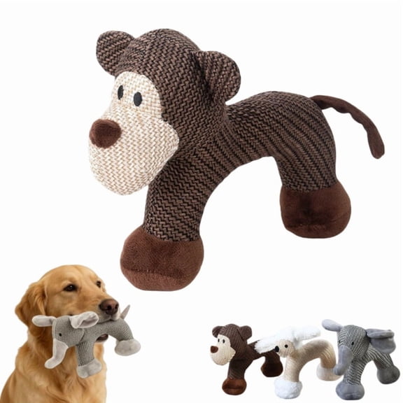 Dog Toys for Aggressive Chewers, Linen Safari Dog Companion for Heavy Chewers, Indestructible Robust Monkey Dog Toy, Resistant Squeaky Dog Toys, Unbreakable Textured Linen Dog Toys(Monkey)